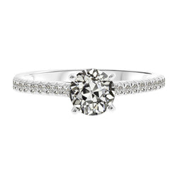 Bague Solitaire avec Accents Or Blanc 14 Carats – Brillant