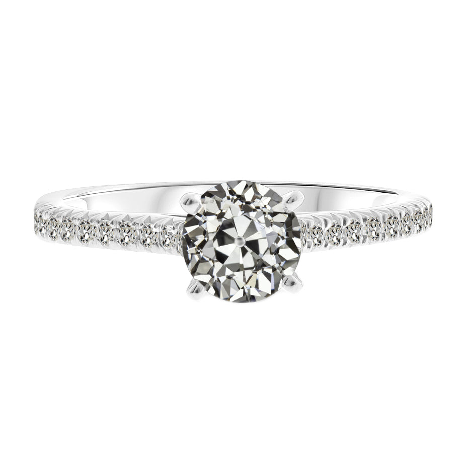Coussin Antique Brillant bague en Or Blanc 14 Carats – vue principale