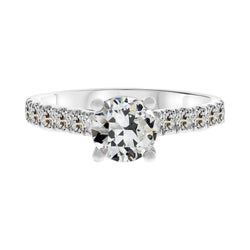 Or Blanc 14 Carats Coussin Antique Diamant Fin Solitaire avec