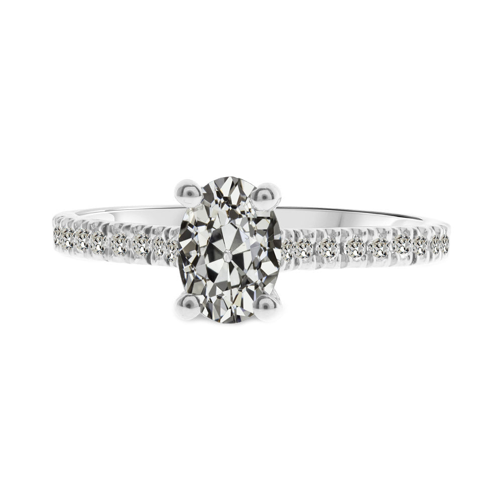 Taille Old Mine Diamant bague en Or Blanc 14 Carats – vue principale