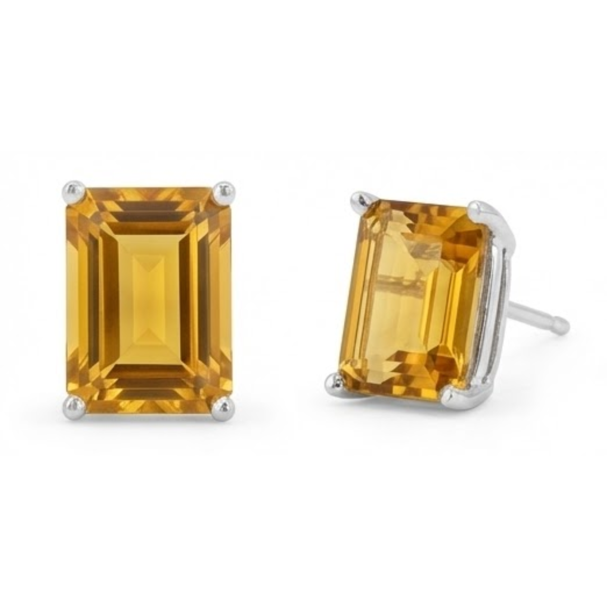 Citrine Gemstone Earring 44-carats Or Blanc 14 Carats – vue principale