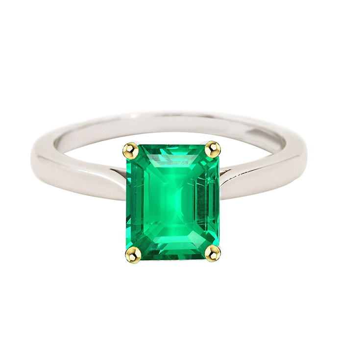 Élégant Émeraude Fine Bague Pierre Précieuse 2,50 carats – vue principale