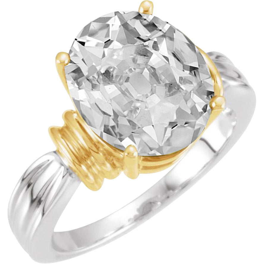 Brillant Taille Old Mine Solitaire de Fiançailles en Or Deux Tons 14 Carats – vue principale