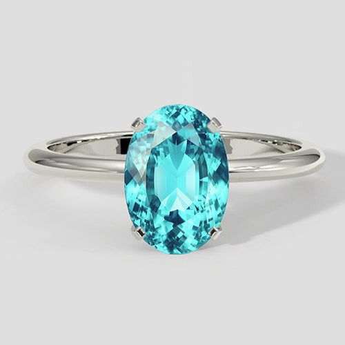 Solitaire ovale à quatre griffes en tourmaline Paraiba de 3 carats
