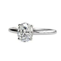 Sparkling 2 Carat Oval Cut Réel Diamond Solitaire Ring White Gold 14K