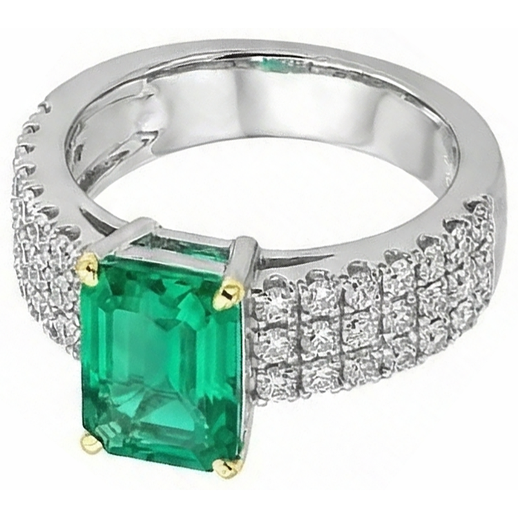 Rayonnant Émeraude Colombienne Bague Pierre Précieuse 2,50 carats – vue de côté