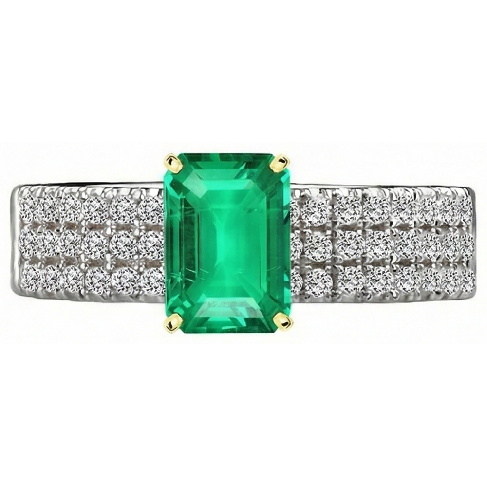 Rayonnant Émeraude Colombienne Bague Pierre Précieuse 2,50 carats – vue d'angle