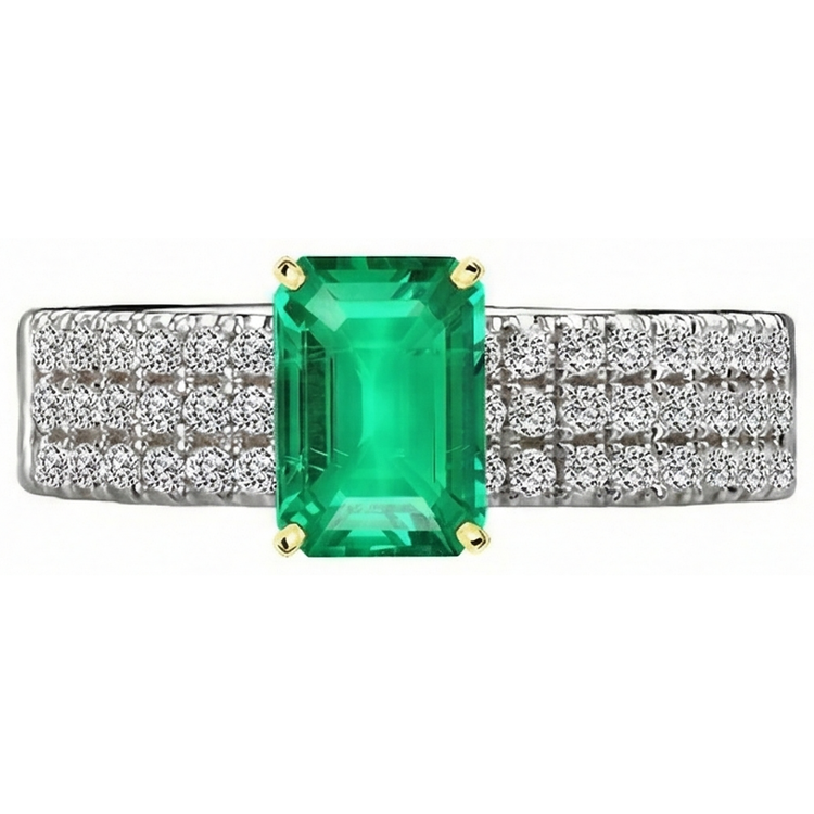 Rayonnant Émeraude Colombienne Bague Pierre Précieuse 2,50 carats – vue d'angle