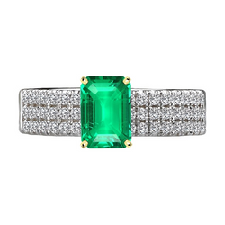 Émeraude Colombienne Bague Pierre Précieuse – Pavé 2,50 carats