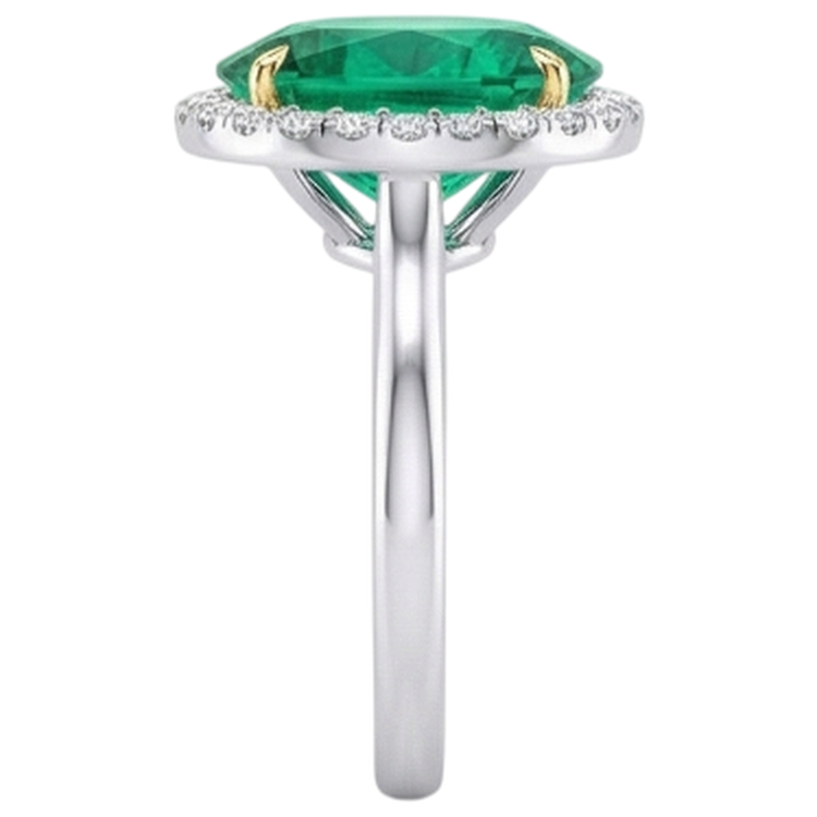 Émeraude Bague Pierre de Couleur 3,50 carats Or Deux Tons 14 Carats – vue de dessus