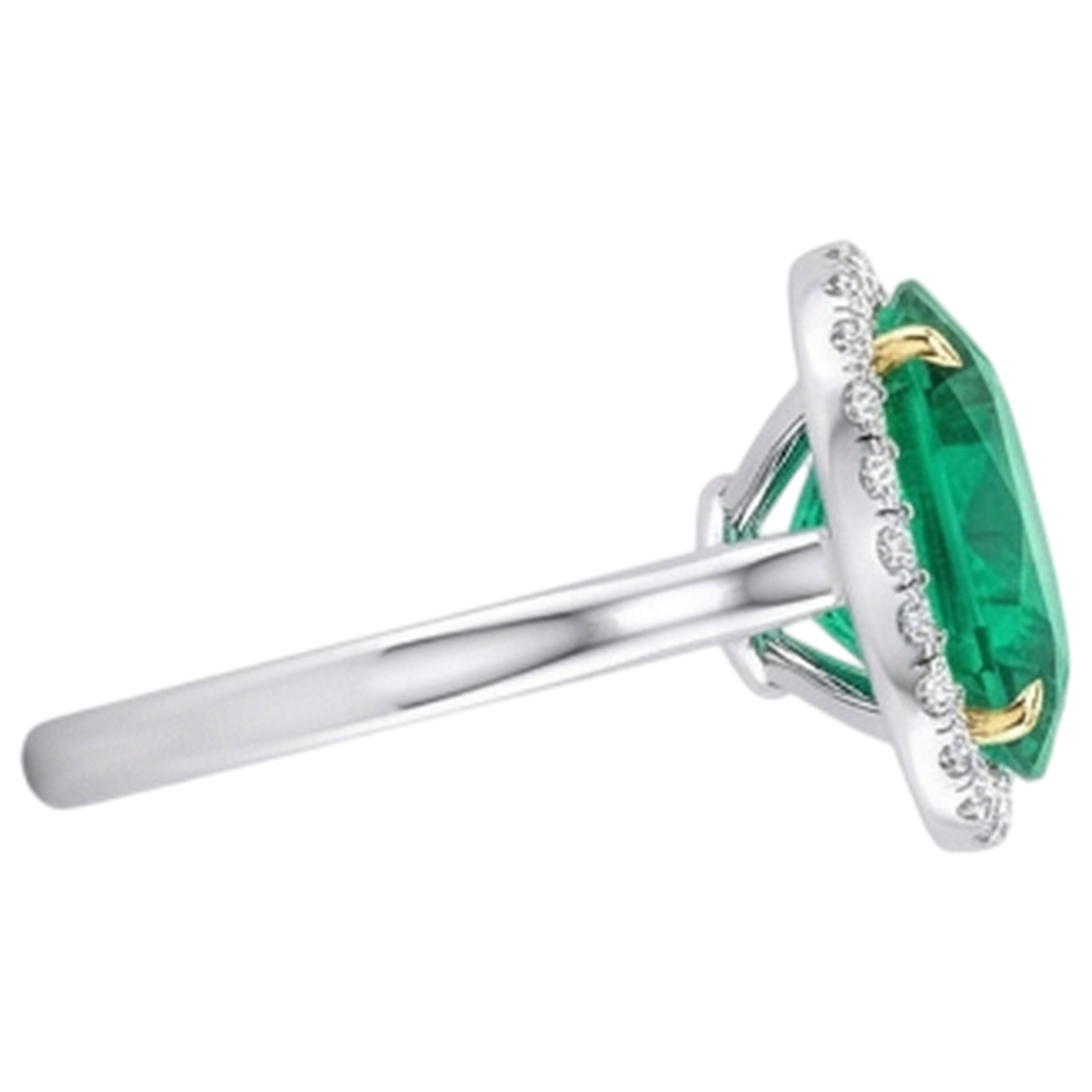 Taille Ovale Émeraude bague en Or Deux Tons 14 Carats – vue de profil