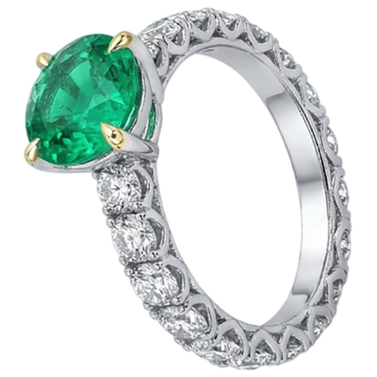 Émeraude Colombienne Bague Pierre de Couleur – vue d'angle