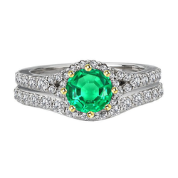 Fait à la main Pavé Émeraude Bague avec Gemme – 2 carats Or