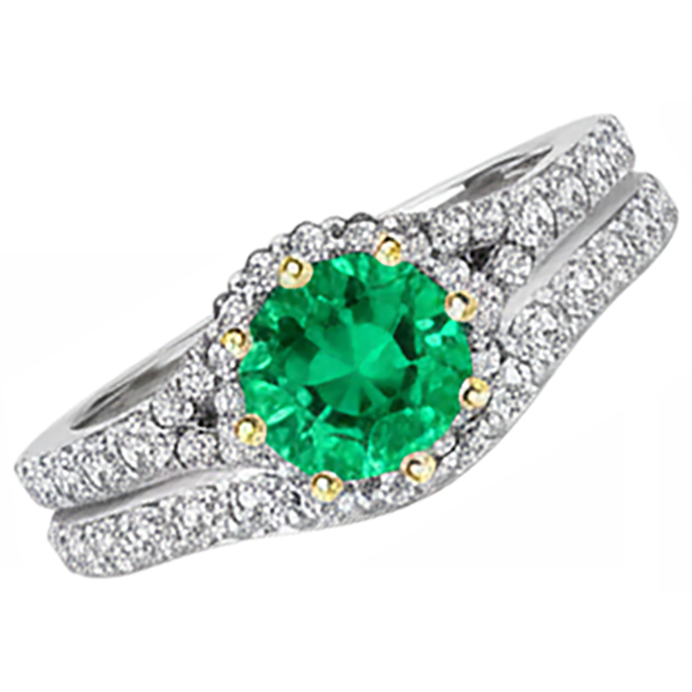 Fait à la main Émeraude Bague avec Gemme 2 carats – vue d'angle