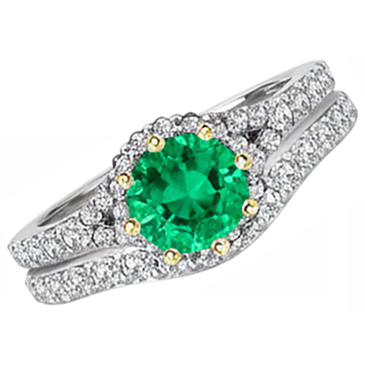 Fait à la main Émeraude Bague avec Gemme 2 carats – vue d'angle