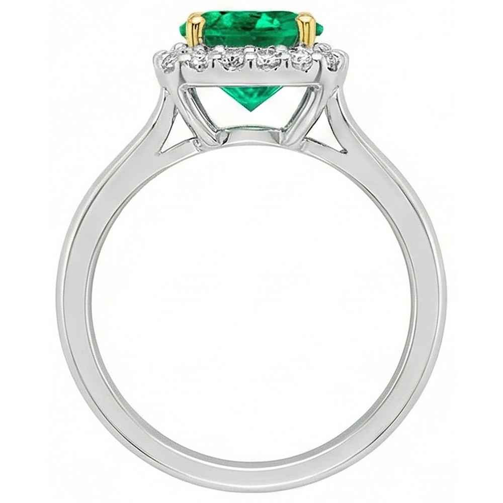 Rayonnant Émeraude Colombienne Bague Pierre Précieuse 2 carats – vue de dessus