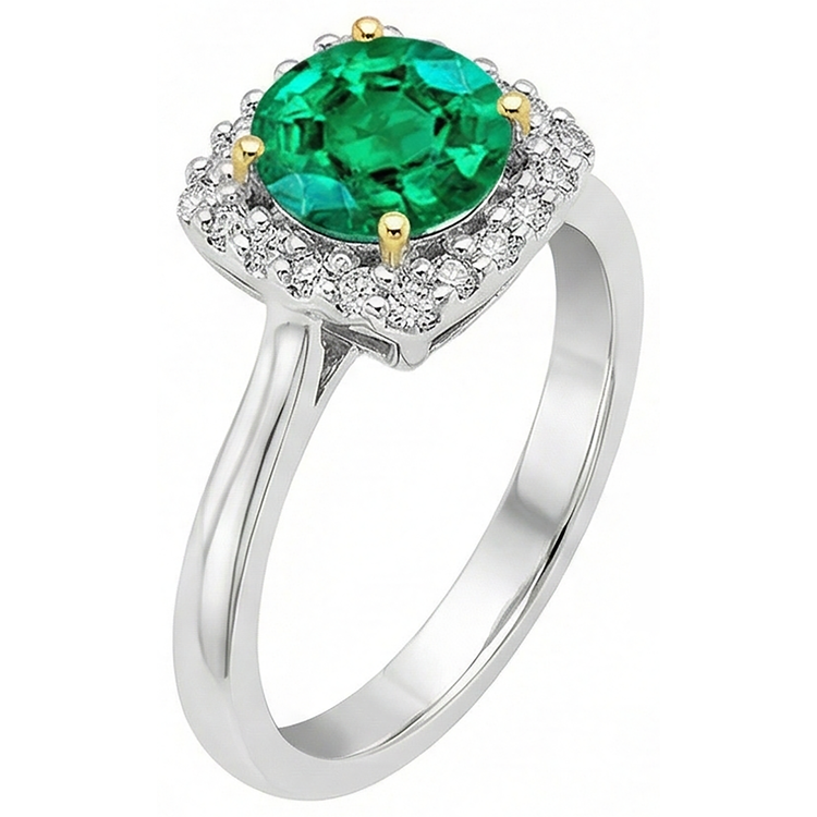 Émeraude Colombienne Bague Pierre Précieuse 2-carats Or Deux Tons 14 Carats – vue d'angle