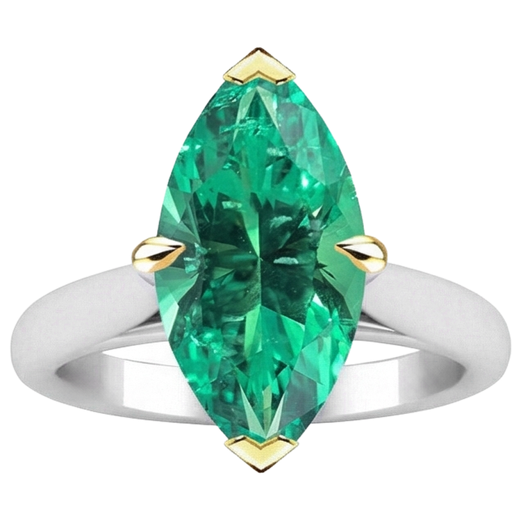 Émeraude Fine Bague avec Gemme – vue de face
