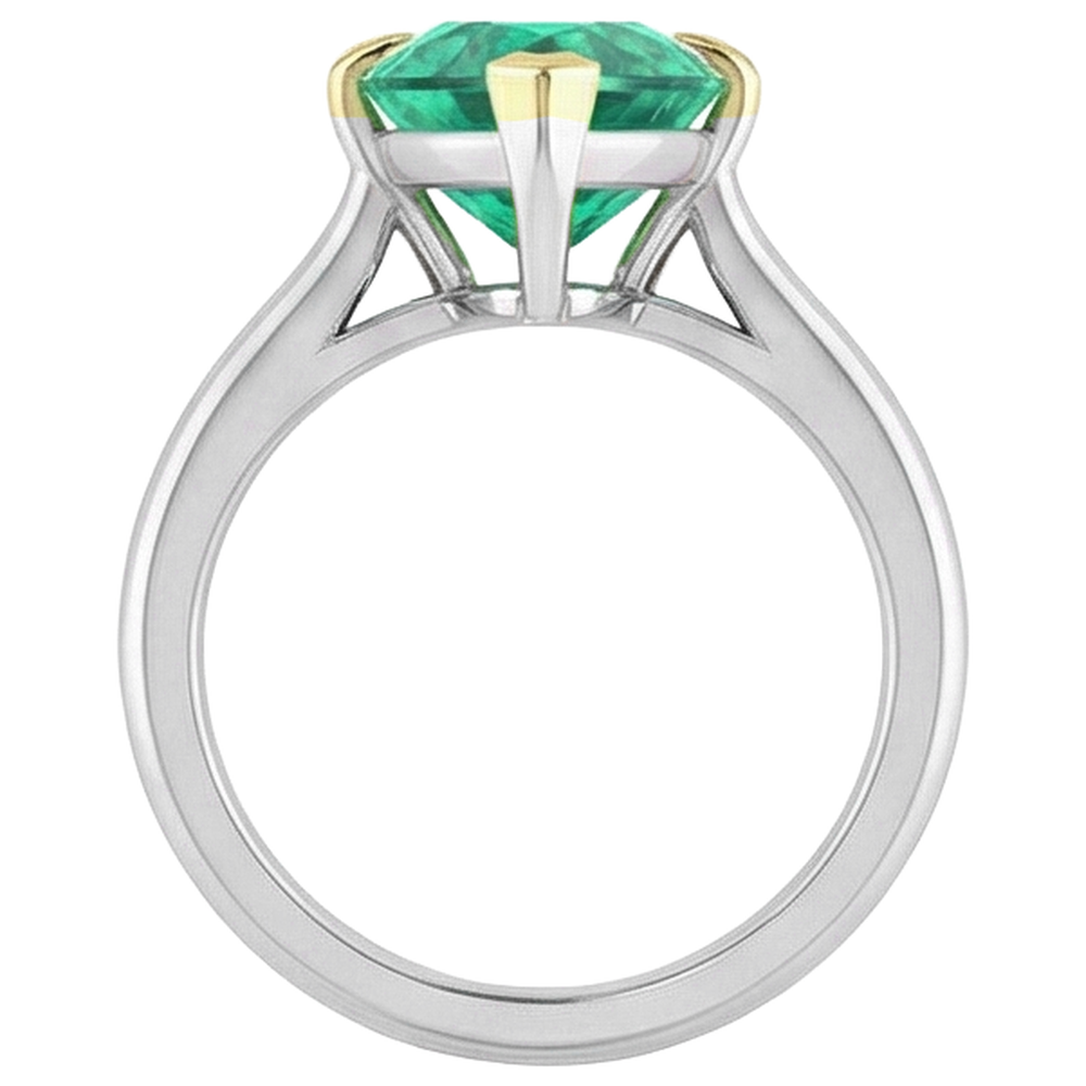 Émeraude Fine Taille Marquise Bague avec Gemme en Or 14K Bicolore – vue de dessus