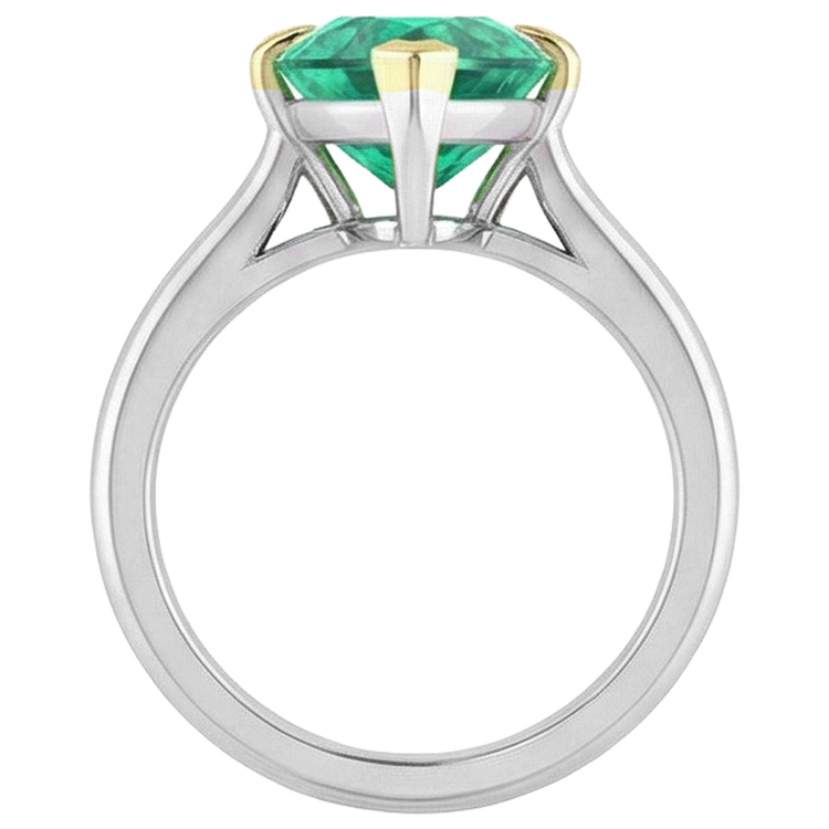 Émeraude Fine Taille Marquise Bague avec Gemme en Or 14K Bicolore – vue de dessus