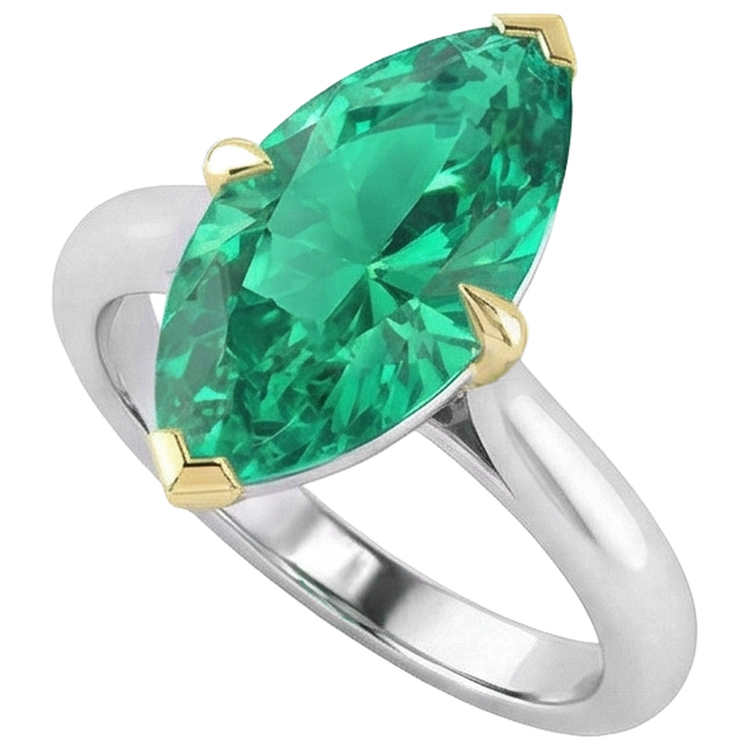 Émeraude Fine Bague avec Gemme – vue de côté