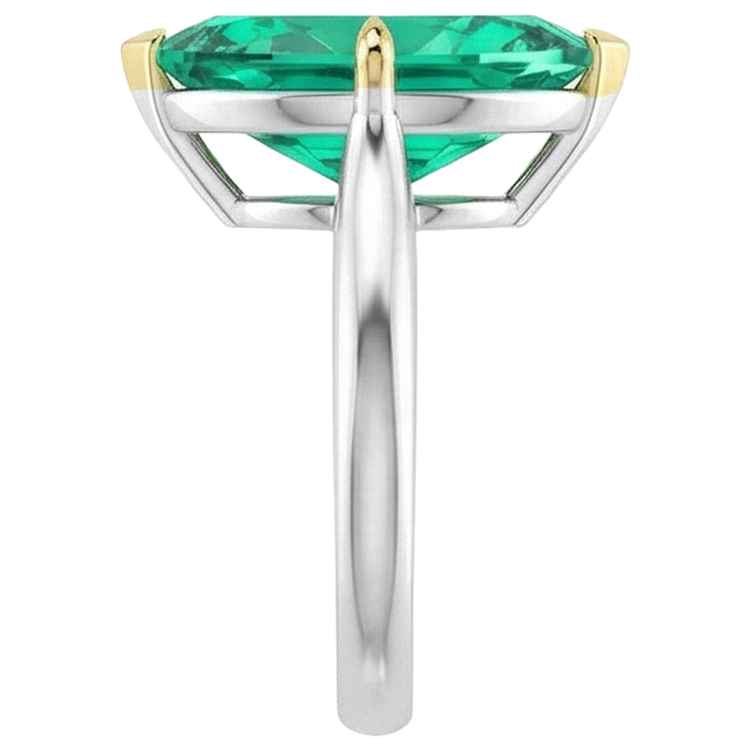 Émeraude Fine Taille Marquise Bague avec Gemme en Or 14K Bicolore – vue de profil