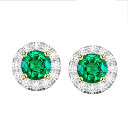 Émeraude Fine GIA Certifié Gemstone Earring 2 carats en Or