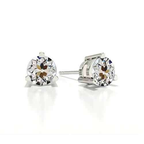 Diamant Taille Old Mine Puces d'Oreilles en Or Blanc 14 Carats – vue principale