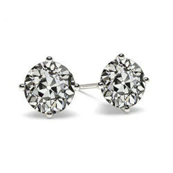 Puces d'Oreilles Or 14K Blanc – Diamant Fin Taille Old Mine 3