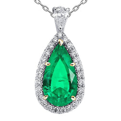 Artisanal Collier Pendentif Pierre avec Émeraude GIA Certifié
