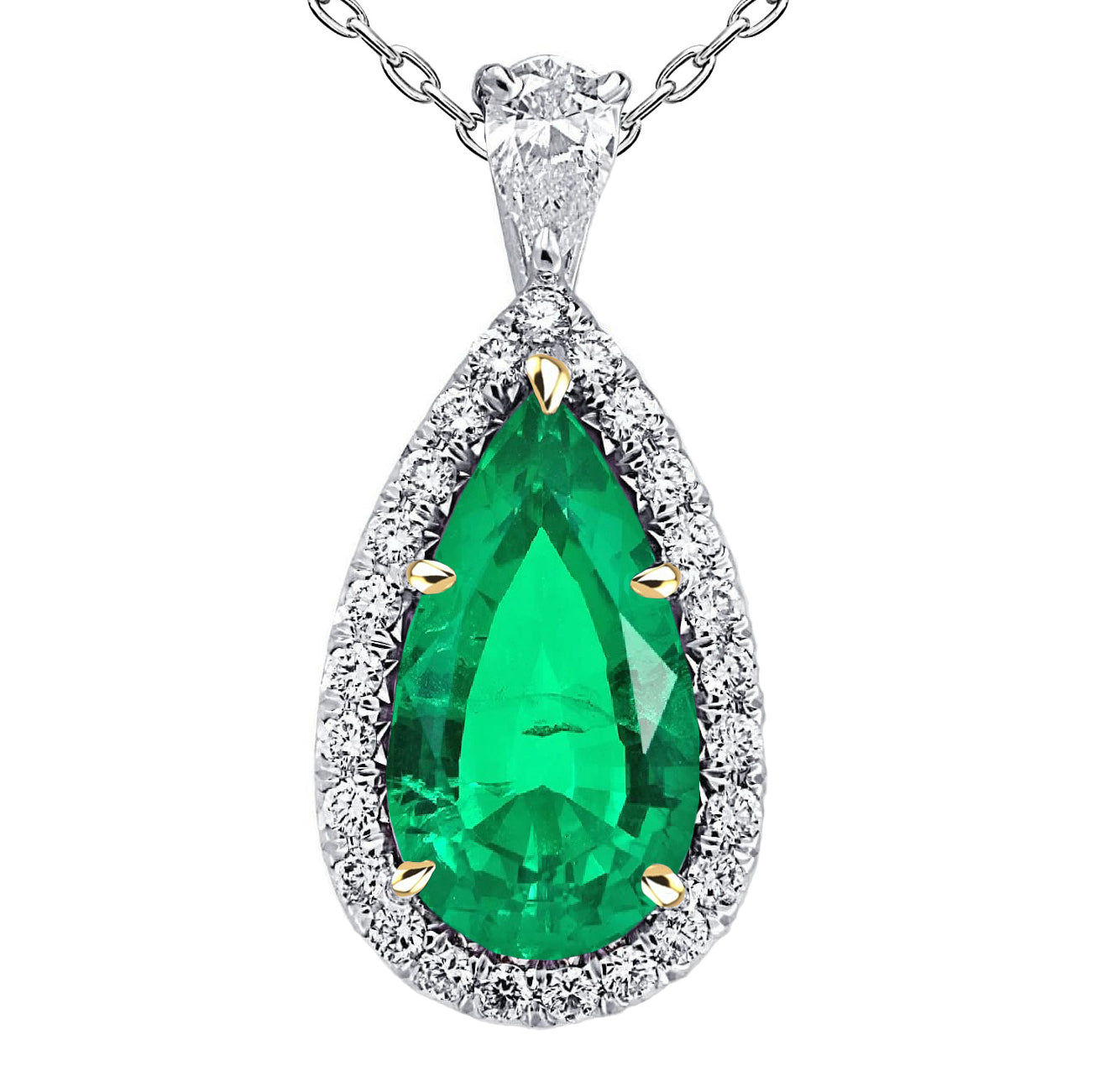Goutte Émeraude bague en Or Bicolore 14 Carats – vue principale