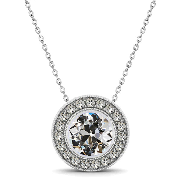 Brillant Pendentif 1,50 carats Or 14K Blanc – vue principale