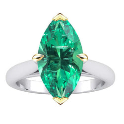 Brillant Monture Cathédrale Émeraude Fine Bague avec Gemme – 3