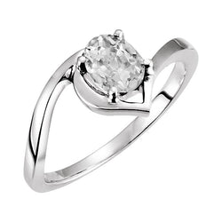 Or Blanc 14 Carats Brillant Bague Mono-Pierre – 3-carats Taille