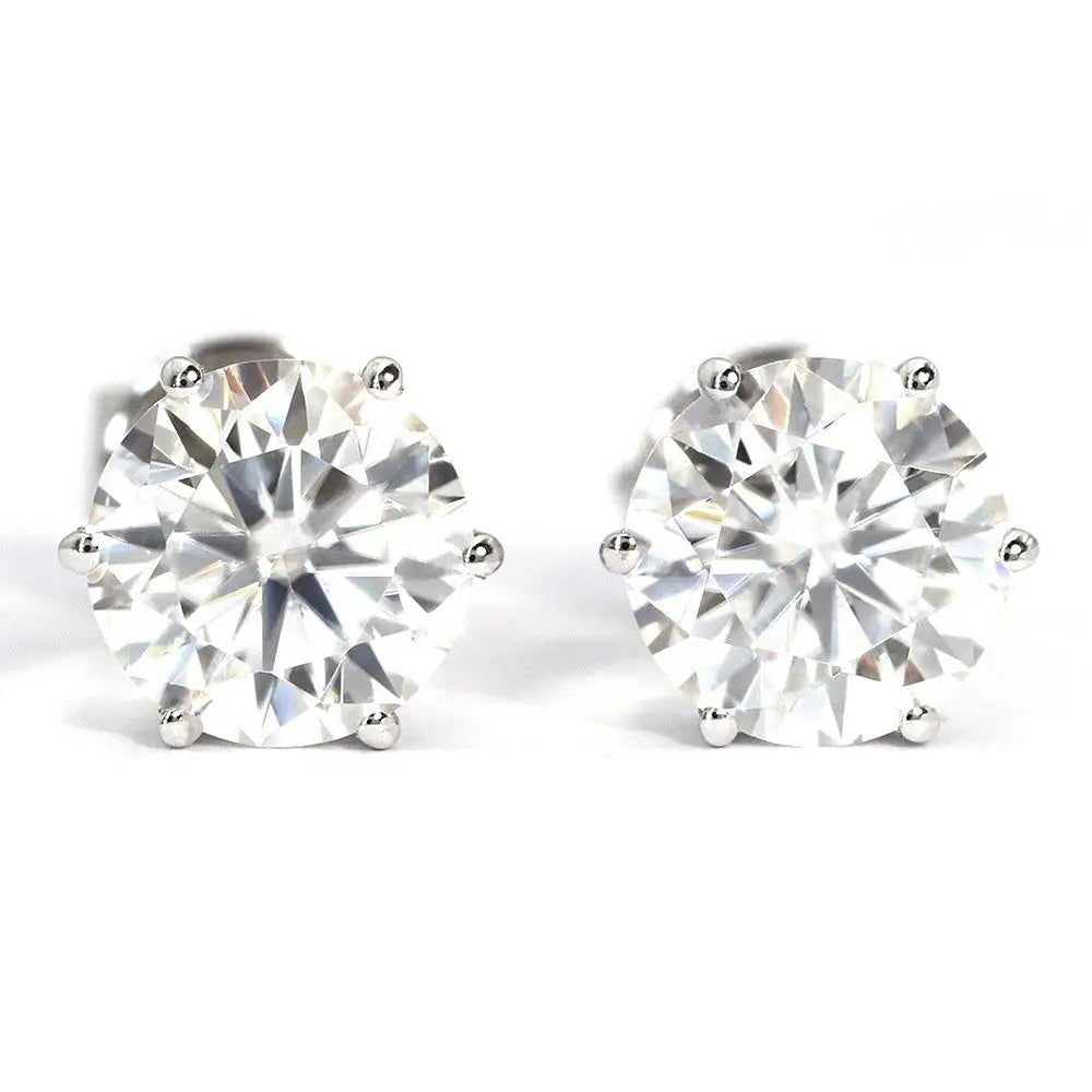 Pendants d'Oreilles Or Blanc 14 Carats avec Diamant – vue de côté