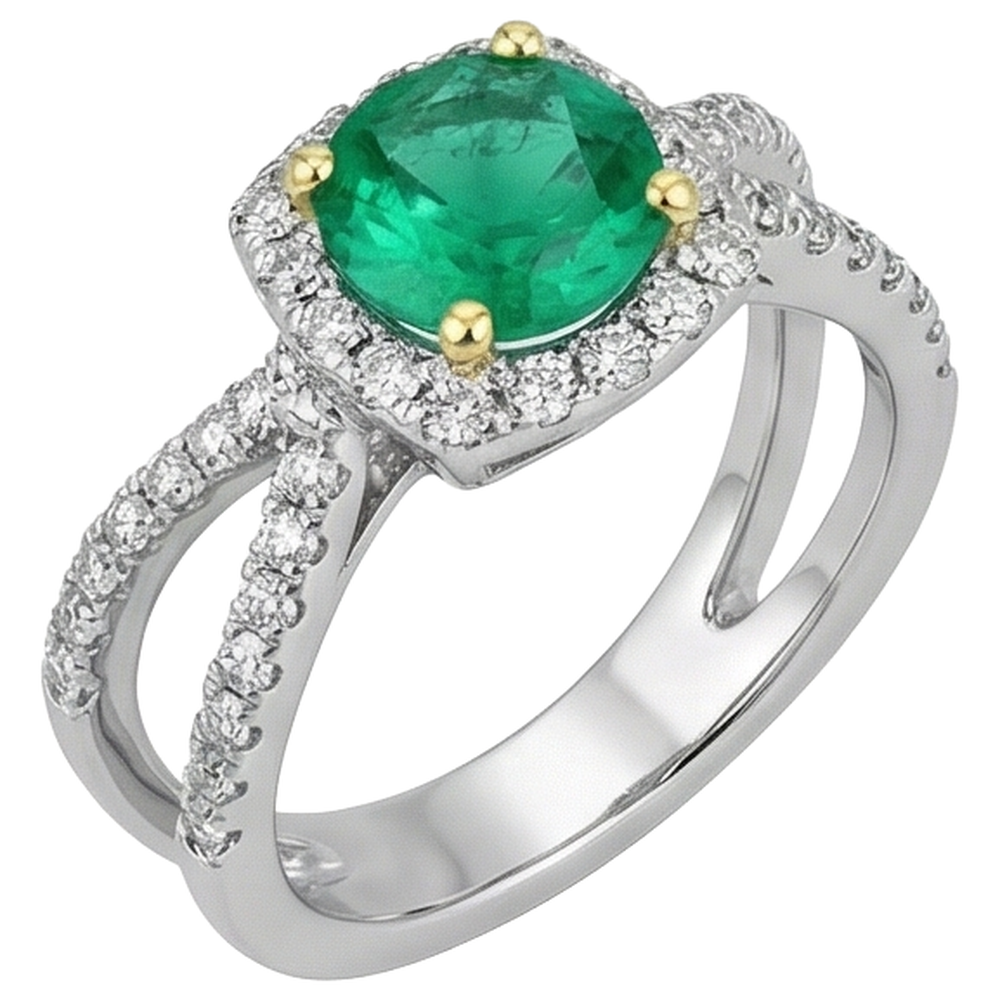 Émeraude Colombienne Bague avec Gemme – vue d'angle