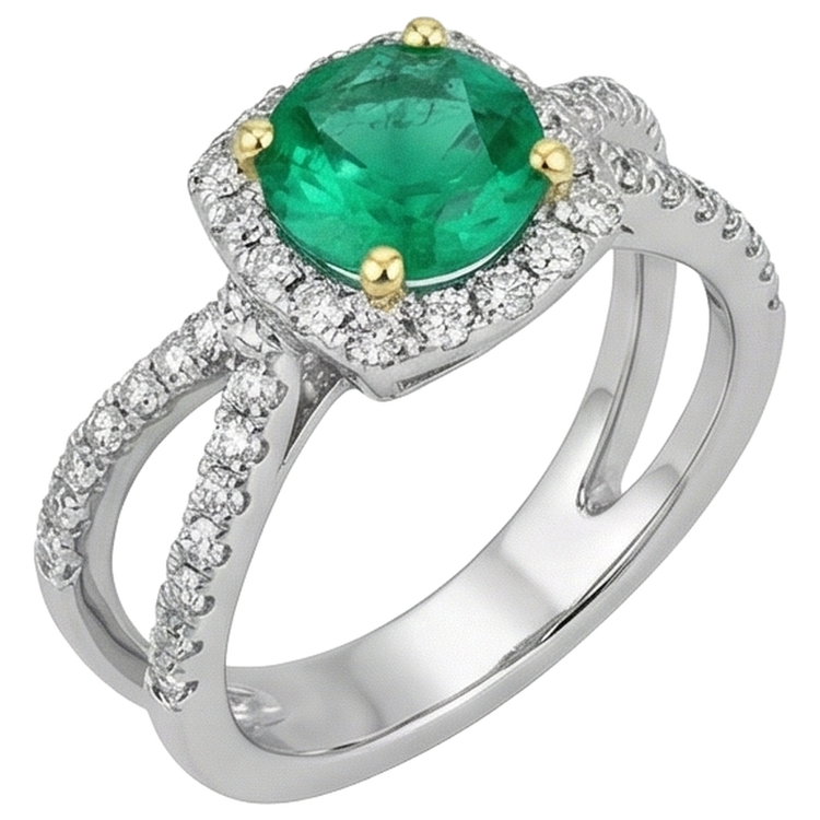 Émeraude Colombienne Bague avec Gemme – vue d'angle
