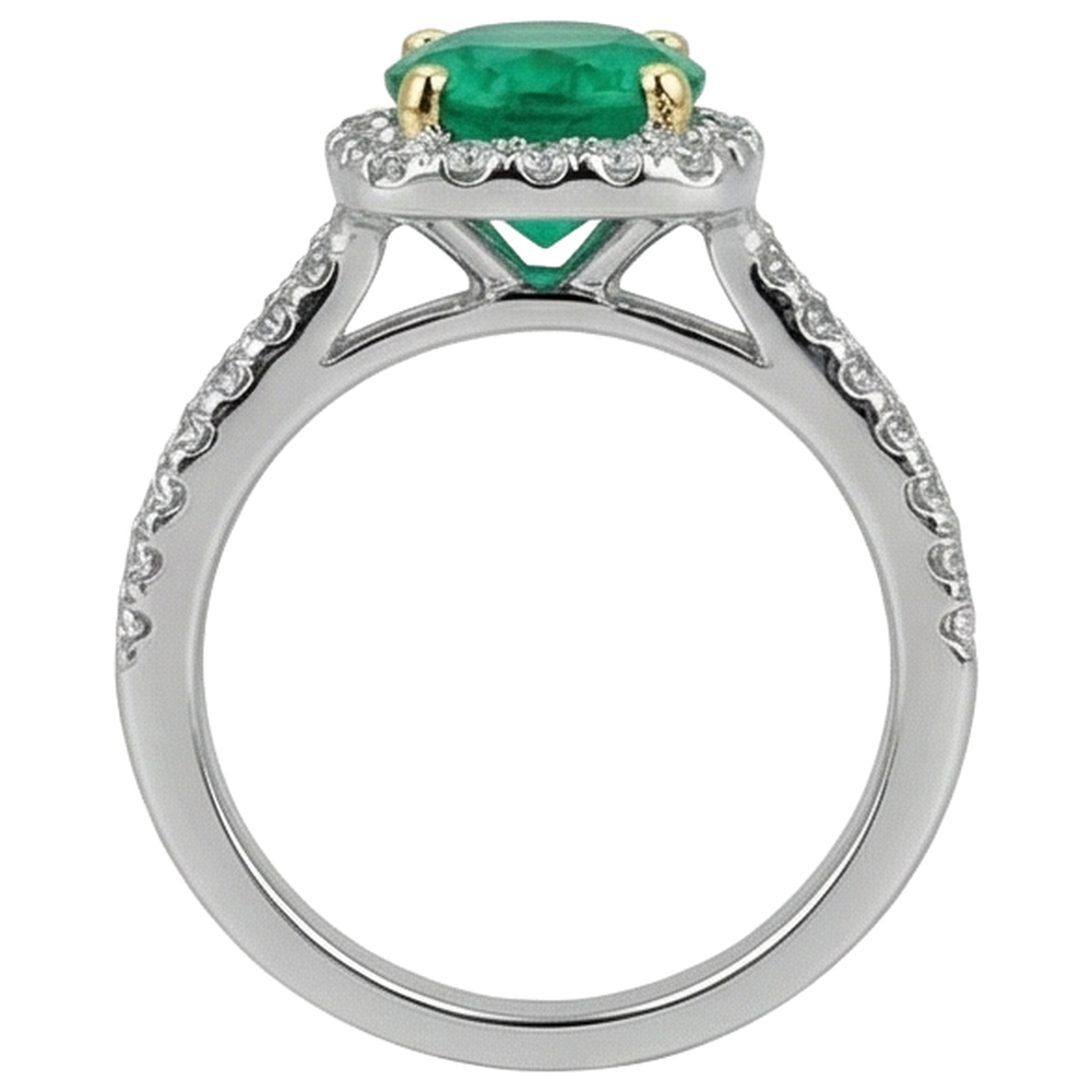 Intemporel Émeraude Colombienne Bague avec Gemme 2 carats – vue de dessus