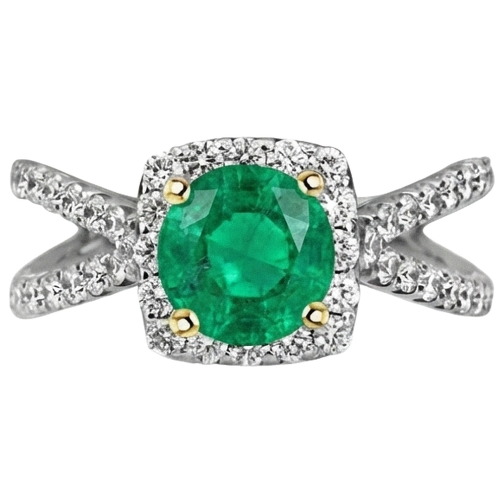 Intemporel Émeraude Colombienne Bague avec Gemme 2 carats – vue de profil