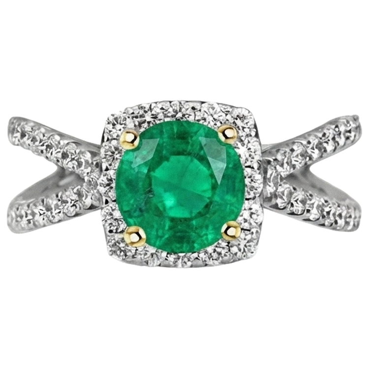 Intemporel Émeraude Colombienne Bague avec Gemme 2 carats – vue de profil