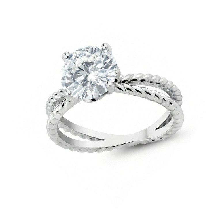 Split Shank Réel Diamond Solitaire 3 Ct Wedding Ring White Gold 14K