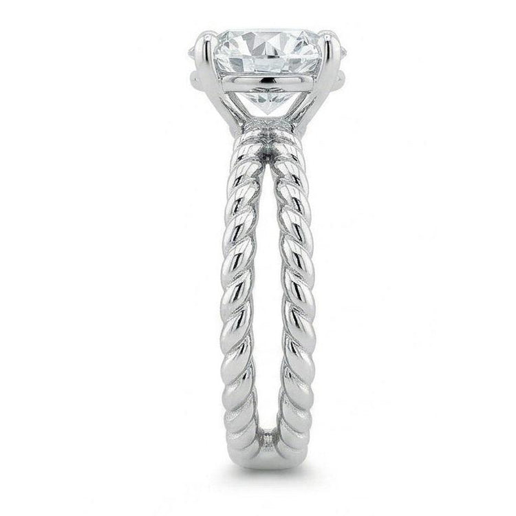 Split Shank Réel Diamond Solitaire 3 Ct Wedding Ring White Gold 14K