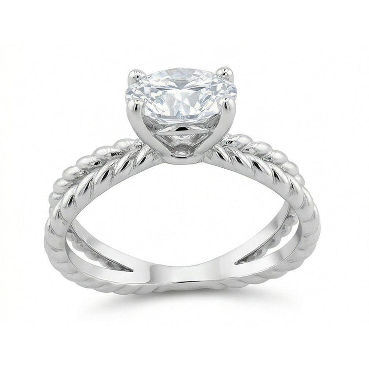 Split Shank Réel Diamond Solitaire 3 Ct Wedding Ring White Gold 14K