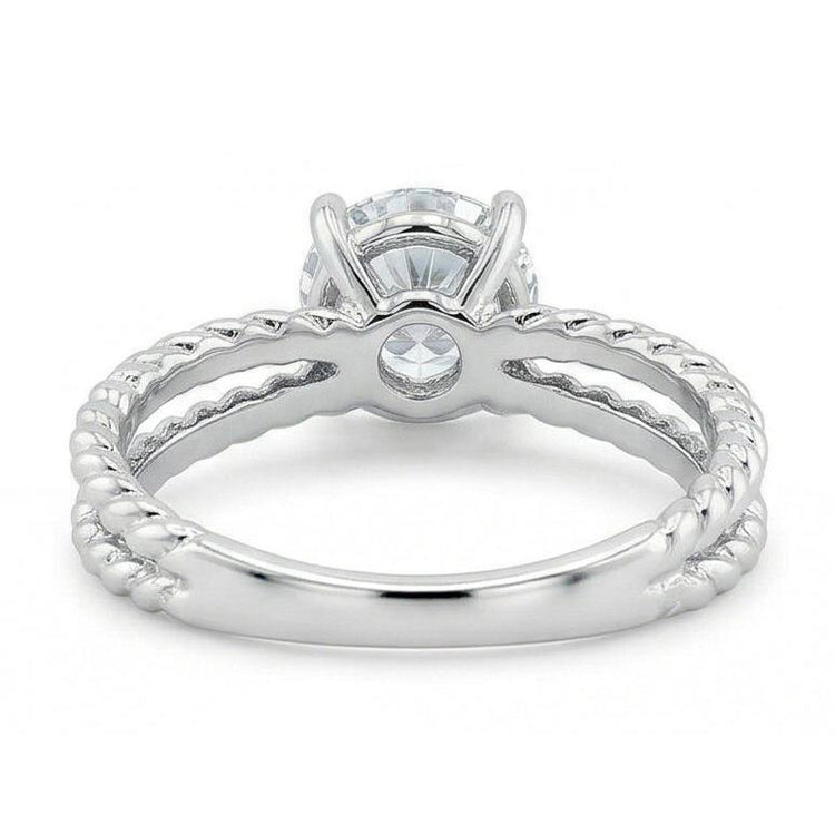 Split Shank Réel Diamond Solitaire 3 Ct Wedding Ring White Gold 14K