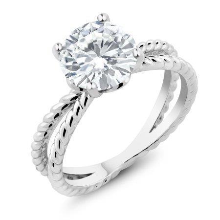 Split Shank Réel Diamond Solitaire 3 Ct Wedding Ring White Gold 14K