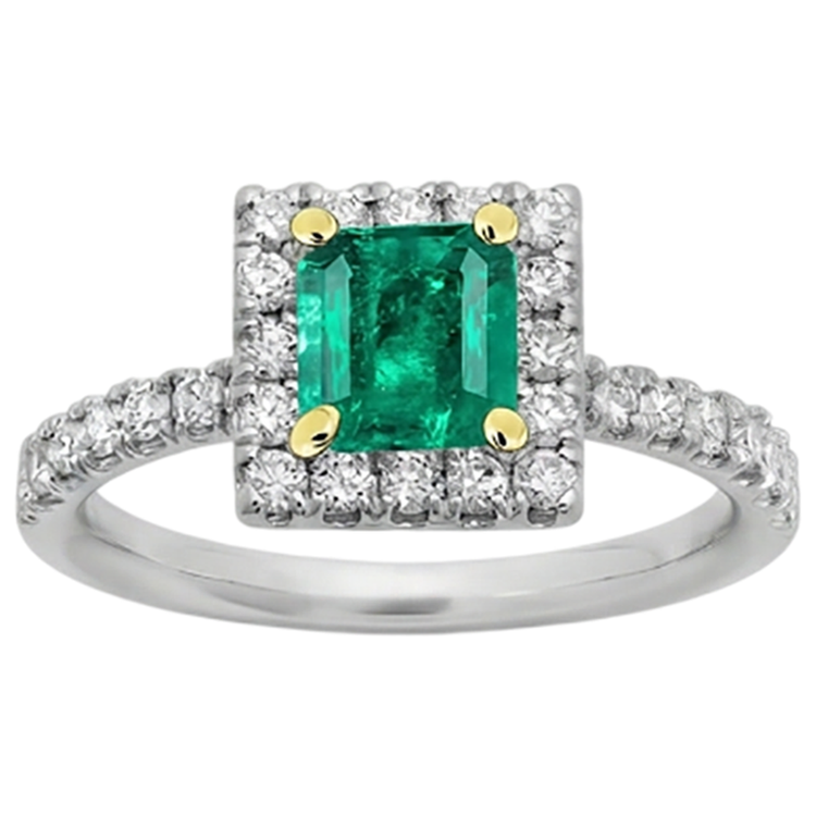 Exquis Émeraude Fine Bague Pierre de Couleur 3 carats – vue d'angle
