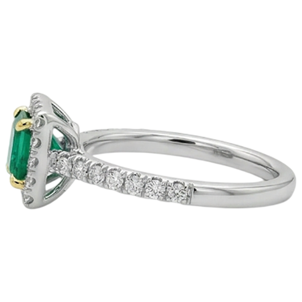 Bague Pierre de Couleur Or 14K Bicolore avec Émeraude Fine – vue arrière