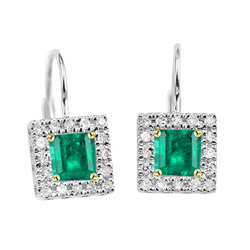 Émeraude Gemstone Earring – Certifié GIA 2 carats Or Bicolore 14