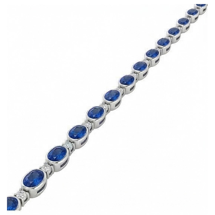 Saphir Bleu Bleuet Collier 40,25 carats Or Blanc 14 Carats – vue de face
