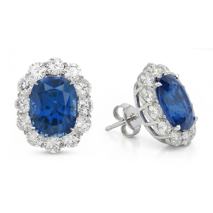 naturel cushion diamant 6.40carats boucle d'oreille angle de côté